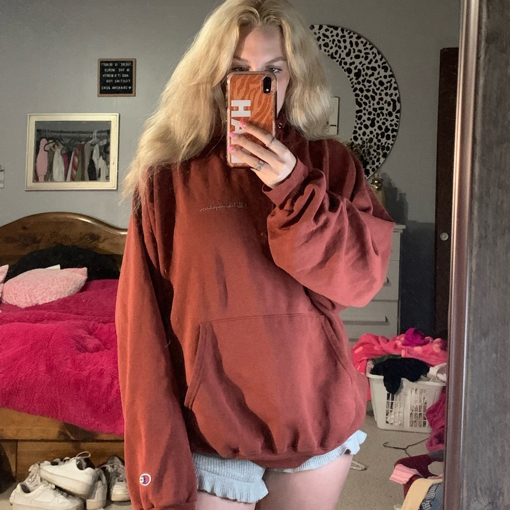 authentic champion hoodie. rust orange